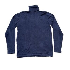 Vintage Saks Fifth Avenue Folio Collection Turtleneck Sweater Blue Womens M Silk